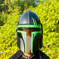 helmet replica Green Black Steel Helmet With Chain Strap  Halloween Gift Item  Role Play Costume