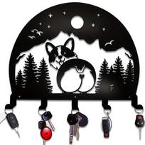 1pc Metal Cute Corgi Wall Rack Hook - Wall Mounted Coat Hook, Household Shelf with 5 Hooks and Iron Craft for Hanging bronza