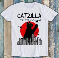 Catzilla Katė Humoro Japoniški Juokingi Dovana Marškinėliai T Marškinėliai 2535 XL