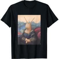 Funny Snail Mona Lisa by Da Vinci Cool Painting T-Shirt S juoda