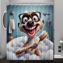 Cute Cartoon Ferret Bath Time Shower Curtain Waterproof Polyester, Machine Washable with Hooks Included, Perfect for All Seaso 90x180cm gray