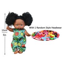 5in/13cm Cute And Charming Adorable Black Latest Reborn Infant Dolls Instructive Dolls Black Skin Black Hair Featuring Adorable Bow Headwear Birth