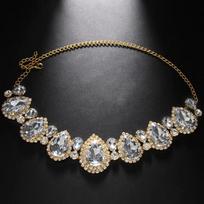 Exaggerated Water Drop Choker Statement Large Rhinestone Necklace Chain for Women Beach Fashion Jewelry Accessories