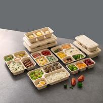 Youhe Youmi Disposable 5-Compartment Degradable Meal Prep Containers (1400ml, 100-Pack, Lids Not Included) dangtelio spalva nenurodyta