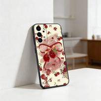 C-Cherries with bows Phone Case For Samsung S25,S24,S21,S22,S23,S30,Ultra,S20,Plus,Fe,Lite Black Shell Samsung S24fe