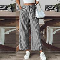 Women's Straight Leg Trousers Stretchy Business Office Suit Pants with Pockets S juoda