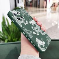Auspicious Dragon Phone Case For OPPO Realme 11 10 9 9i 8 8i 7 Pro Plus C35 C21Y C25Y C25 4G 5G Liquid Silicone Cover Realme C21Y(C25Y) tamsiai žalia spalva