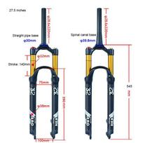 Quick Release Mountain Bike Fork 140mm Stroke MTB Shock-absorbing Air Fork Adjustable Straight Cone Tube Locking Shock Absorber 26inch straight HL