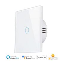 Melery Matter over WiFi Smart Light Wall Switch Touch Sensor Glass Panel Remoted Google/Apple Home Siri Alexa Homekit Smarttings 1 Gang EU White