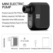 ROCKBROS Bike Pump Mini Portable Electric Air Pump 100PSI 5V Type-C Rechargeable Bike Air Compressor Bicycle Tire Inflator AS110 100psi