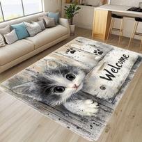 Cozy Cat Welcome Mat with Cute Kitten Paw Prints Non-Slip Entryway Rug Funny Pet Floor Carpet for Cat Lovers Gift for Cat Owners 40x60cm