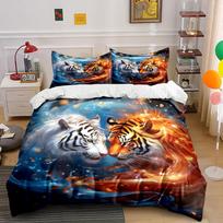 White and orange tigers. Bedding sets Duvet cover sets Duvet covers Pillowcases(1 * Duvet Cover 2 * Pillowcases without duvet insert) 135x200cm