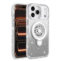 For IPhone 11 12 13 14 15 16 ProMax 17 Air High-grade Floating Glitter Bling Cover Magsafe Magnetic with Lanyard Cover iPhone17 sidabras