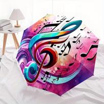 1pc Music Notes Themed Umbrella, 8 Rib Frame,Automatic Opening 3 Fold Umbrella, Lightweight and Durable Couple Umbrella-169