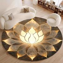 Apvalus auksinio lotoso meditacijos zonos kilimas, Zen mandalos jogos grindų kilimėlis, Unikalus dvasinis namų dekoras, įskaitant neslystantį pagrindą Diameter 150cm