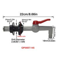 Plastic Water Tank Tap with Filter, 1/2  Barbed Outlet Garden Irrigation Fitting, Bulkhead Mounted Ball Valve Spigot for Rain Ba (Gray,1/2'') pilka spalva