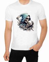 The Grim Reaper On A Coffee Break T-Shirt Skull Face Character Drawing Art S