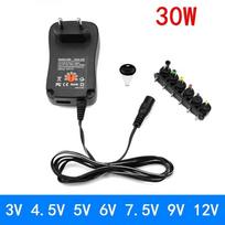 30W Universal Adapter EU UK Socket 3V 4.5V 5V 6V 7.5V 9V 12V AC DC Converter With 6Pcs Jack Connector 5V 2.1A USB Port Charge EU