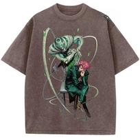 Anime JoJos Bizarre Adventure Kakyouin Noriaki Graphic T Shirt Men Clothing Oversized Tshirt Washed Cotton Tee Harajuku Tshirt L