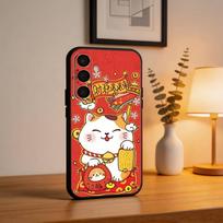 Lucky Money Cat M-Maneki N-Neko  Phone Case For Samsung  A73,A21s,A22,A31,A32,A52,A53,A71,A80,Soft Black Shell Samsung a21