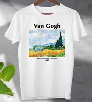 Vincent Van Gogh T Shirt Mens Womens Tees Top Wheat Field Cypresses 1889 Unisex Men's Ladies Top S