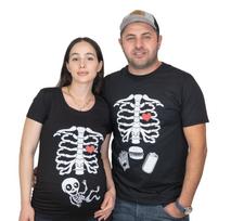 Couple Matching gender reveal Halloween T-Shirt Mens Womens Tees Top Skeleton Xray Maternity teeshirt 4XL