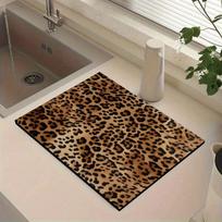 1 vnt. Guminis džiovinimo kilimėlis su leopardo raštu Kavinės Restorano Virtuvės Kilimėlis Indai Patvarus Diatominės žemės Stalo Kilimėlis Gyvūnų Kilimėlis Kavos Puodeliai 30cmX40cm