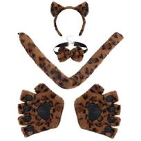 Katės Kostiumo Rinkinys Ausų Lankeliai Uodega Katės Letenos Pirštinės Peteliškė Gyvūno Karnavalinis Kostiumas leopardo rašto spalva