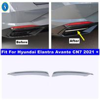 Chrome Rear Bumper Grille Fog Lights Lamps Eyelid Eyebrow Strips Cover Trim For Hyundai Elantra Avante CN7   Accessories black