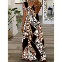 Women's Printed Fashion Ethnic Style Dress 4XL abrikosas