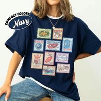 Vintage Dark Academia Bookish Literary Shirt Emily Henry Books Stamp Comfort Shirt Book Lovers TeeSocial Unisex Top Streetwear S