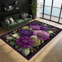 Violetinis Gėlėtas Vintažinis Kilimas Elegantiškas Botaninių Gėlių Plotinis Kilimas Gėlių Kilimas su Vintažiniu Jaukumu Tamsus Kilimas Svetainės Dekoruoti 40x60cm