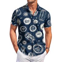 Men's Casual Short Sleeve Button Down Shirt Oktoberfest Beer Mug Pretzel Heart Print Lightweight Summer Shirt XXL juoda