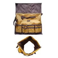 Heavy Duty Canvas Tool Roll Organizer with Multiple Pockets for Storage and Portable Utility Use geltona