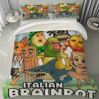 3pcs Italian Brainrot Characters Duvet Cover Set - Suitable for Bedroom, Home and Dormitory, Machine Washable Duvet Cover Set 135x200cm
