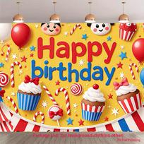 2D Carnival Cupcake Birthday Backdrop Photography Background 47.2x31.5inch/120*80cm