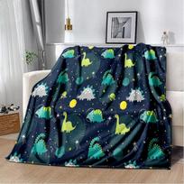Animacinis dinozauras kosmoso mielas dinozauriukas vaikams minkštas pliušinis pledas, flanelinis pledas mesti pledą svetainei miegamajam lovai sofai vaikams 75x90cm