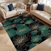 Tropical Banana Leaf Gold Line Area Rug Lush Texture Floor Carpet for Living Room Leisure Space Exotic Luxury Home Decor 40x60cm