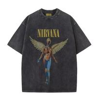 Nirvana Rock Band Unisex Retro Cotton Washed Tee In Utero Album Men Womens Oversized YK Distress Tshirt Casual Loose Streetwear M