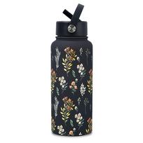 Stainless Steel Sports Water Bottle Large Capacity 1L 304 Stainless Steel Thermal Mug Vacuum Insulation Straw Lid Drinking Cup