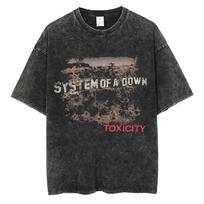 Washed Vintage System of A Down Toxicity Album Graphic Tshirt Men Women Rock Alternative Metal T Shirts Oversized Tshirts S