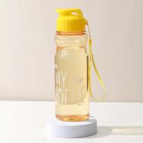 550ML Transparent Water Bottle Food Grade Portable Fitness Sports Water Bottle Tritan Material with Lanyard Outdoor Supplies One size geltona