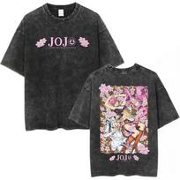 Anime JoJos Bizarre Adventure Ghirga Narancia Graphic T Shirt Men Clothing Cotton Tshirt Vintage Washed Tshirt Harajuku Tops S