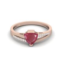 0.93 Cts Trillion Shape Ruby 925 Sterling Silver Rose Vermeil Split Shank Women Anniversary Ring 5