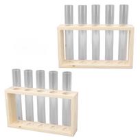 5 Test Tube Plant Terrarium Transparent Observe Growth Status Water Plant Holder with Wooden Stand for Herbs