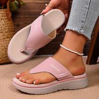 Women's Slippers, Thick-soled Slip-on Flip-flops, Wedge-style Outerwear Style Casual Beach Sandals 36 rožinė