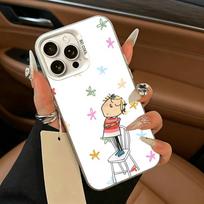 Animation Charlie and Lola Phone Case For iPhone 17,16,15,14,13,12,11 Plus,Pro Max,XS,White Silver  phone case iPhone14Plus