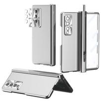 Prabangus madingas grūdinto stiklo apsauginis plėvelės dėklas, skirtas Samsung Galaxy Z Fold3 Fold4 Fold 4 5 g sulankstomas 3 rašiklio laikiklio sulankstomas dėklas For Samsung Z Fold 4 sidabras