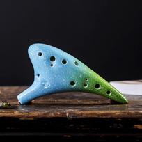12 Holes Ceramic Ocarina Alto C Starry Style Musical Instrument with Lanyard Music Score Protective Bag For Music Lover