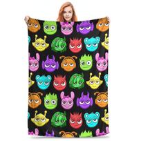 Soft Warm Blanket Travel Office Sprunki Cute Characters Seamless Pattern Throw Blanket  Flannel Bedspread For Sofa Bed Cover 30x40in